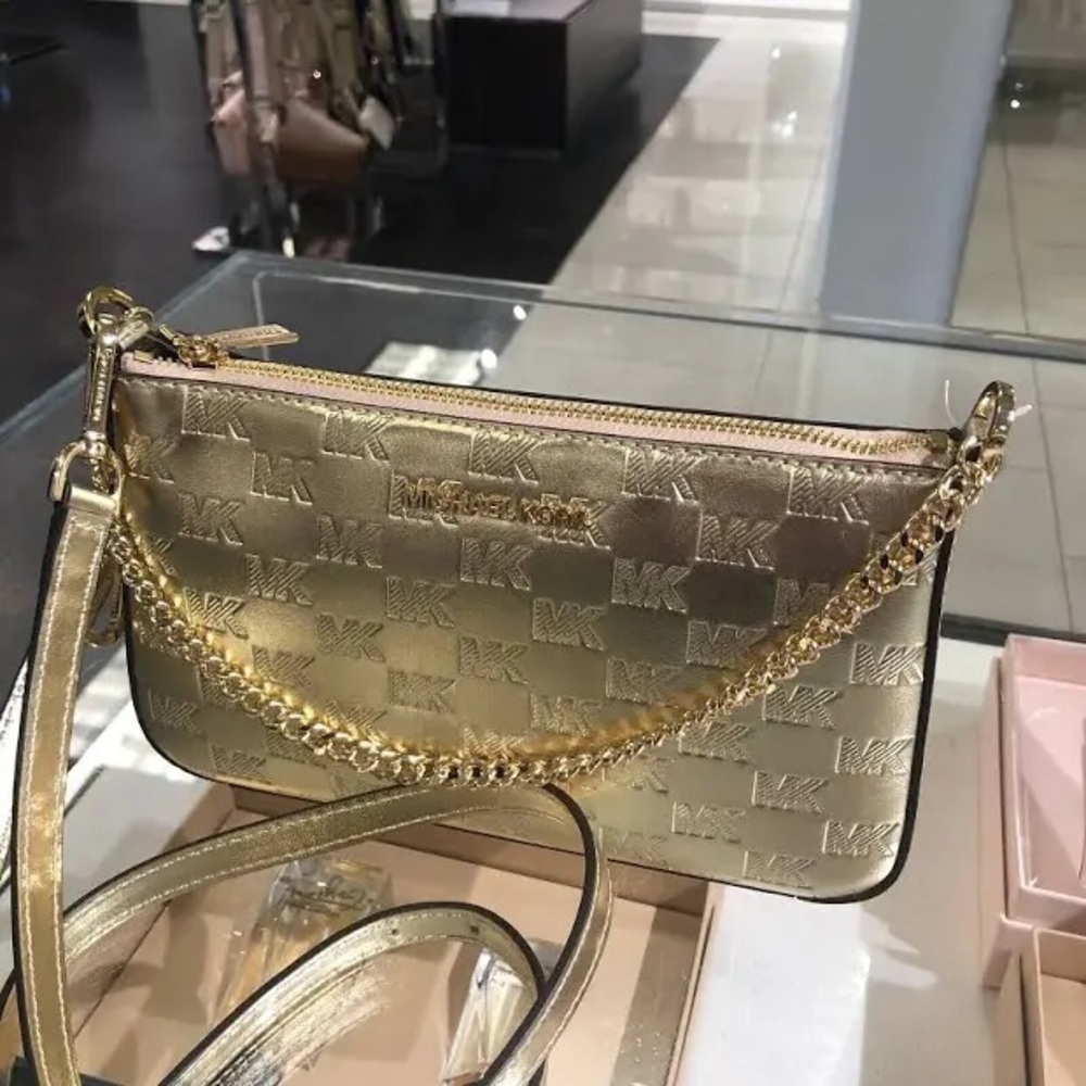 Michael Kors jet set travel pouchette pale gold